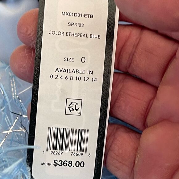 BCBGMAXAZRIA Short Feathered Evening Dress in Ethereal Blue Size 0. NWT. - Picture 9 of 9